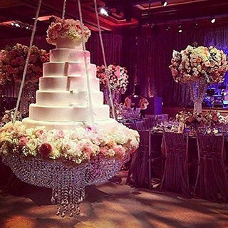 Hanging Crystal Cake Stand Romantic Acrylic Garland Suspended Cake Stand Chandelier Hanging Cake Rack Cake Swing Stand Dessert Display Stands for Tea Party Wedding and Birthday (Crystal)