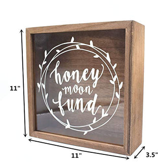Honeymoon Fund Wood Box wedding box chest couple gift wedding gift card word 11'' x 11'' x 3.5'' Money frame