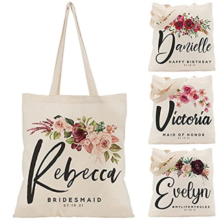 Set Of 5 - Personalized Wedding Tote