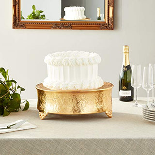 Elegance Round Ornate Wedding Cake Stand Serveware Accessories, 16", Gold