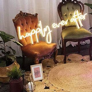 KAEGORT Happily Ever After Neon Sign Led Light, Custom Neon Sign, Decoration Hand Crafted Wall Hangings, Wedding Neon Sign, Bridal Decor Signs Warm White 60 CM