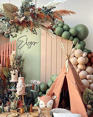 Light Brown Coffee with Sage Green Balloon Arch Kit for Party Birthday Wedding Engagement Anniversary Christmas Festival Picnic or Any Friends & Family Party Decorations
