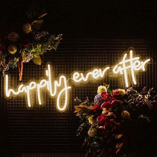 KAEGORT Happily Ever After Neon Sign Led Light, Custom Neon Sign, Decoration Hand Crafted Wall Hangings, Wedding Neon Sign, Bridal Decor Signs Warm White 60 CM