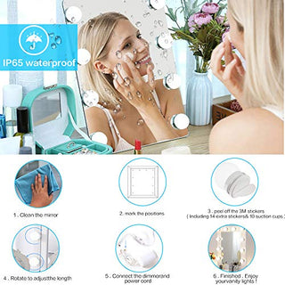 Vanity Lights, RGB Colorful DIY Hollywood Style LED Makeup Mirror Lights with 14 Dimmable Light Bulbs，USB Cable (Mirror Not Include)
