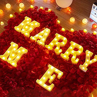 Brightown Marry Me Decorative Plastic LED Marquee Letter Light, Battery Operated Letter Light Sign for Wedding Birthday Party Home Bar Decoration