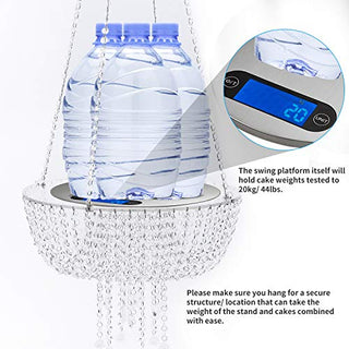 Butterflyevent Acrylic Chandelier Style Drape Suspended Cake swing 45cm Round cake plate stand