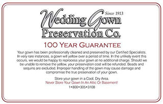 Wedding Gown Preservation Kit, Prepaid Dress Cleaning and Preserving