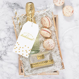 Pinch Provisions Minimergency Kit for Bridesmaids, Includes 21 Emergency Wedding Day Must-Have Essentials, Perfect Bridal Shower and Bridesmaids Proposal Gift - Champagne Glitter