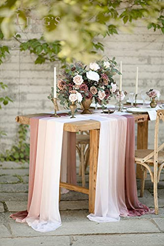 Ling's moment 10ft Wedding Weave Table Runner for Sweetheart Table (Set of 8, Shades of Dusty Rose)