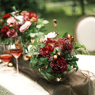 HIMIFOLO Artificial Flowers Dahlia Flowers Combo for DIY Wedding Bouquets Burgundy Centerpieces Arrangements Party Bridal Baby Shower Home Decorations (Mature Burgundy)