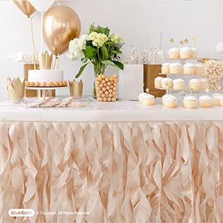 Champagne Gold Table Skirt. 6ft