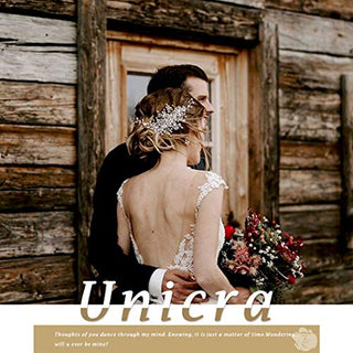 Unicra Bride Flower Wedding Hair Vine Crystal Bridal Hair Piece Rhinestone Party Hair Accessories Leaf Hair Jewelry Bead Headpiece for Women and Girls (Silver)