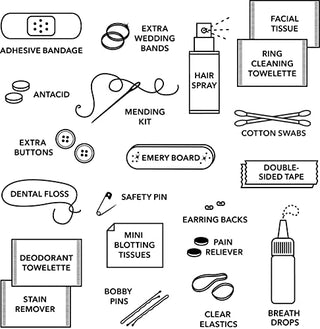 Pinch Provisions Minimergency Kit for Bridesmaids, Includes 21 Emergency Wedding Day Must-Have Essentials, Perfect Bridal Shower and Bridesmaids Proposal Gift - Champagne Glitter