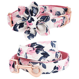 Free Sunday Girl Dog Collar, Floral Dog Collar, Pink Dog Collar, Girl Dog Collars, Floral Dog Collars, Pink Dog Collars with Matching Leash and Flower (M)