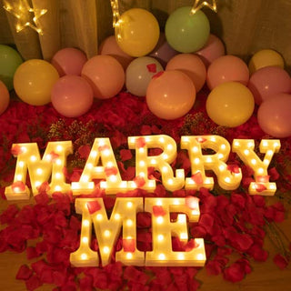 Brightown Marry Me Decorative Plastic LED Marquee Letter Light, Battery Operated Letter Light Sign for Wedding Birthday Party Home Bar Decoration