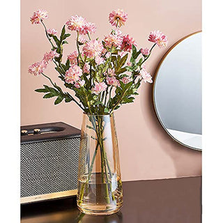 Ins Modern Glass Vase Irised Crystal Clear Glass Vase for Home Office Decor (Crystal Amber)