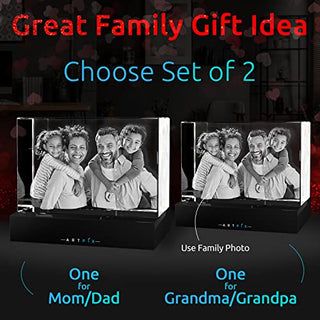 ArtPix 3D Crystal Photo, Personalized Mothers Day Gifts With Your Own Photo for Him, Her, Mom, Dad, 3D Laser Etched Picture, Engraved Crystal, Customized Memorial Anniversary Couples Gifts
