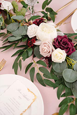 Ling's Moment Artificial Eucalyptus and Willow Garlands, 2pcs Fake Vines Greenery Leaves for Wedding Backdrops/Arch/Flower Garland Greenery Decor, 5.9ft