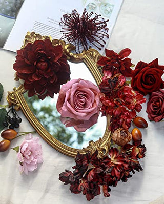 HIMIFOLO Artificial Flowers Dahlia Flowers Combo for DIY Wedding Bouquets Burgundy Centerpieces Arrangements Party Bridal Baby Shower Home Decorations (Mature Burgundy)