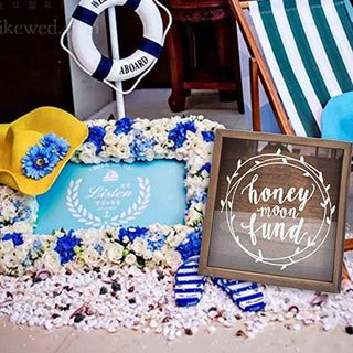 Honeymoon Fund Wood Box wedding box chest couple gift wedding gift card word 11'' x 11'' x 3.5'' Money frame