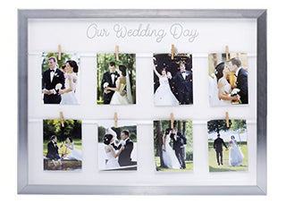 Kate & Milo Keepsake 'Our Wedding Day' Collage Picture Frame, Wedding Gift, Newlywed Gift, Classic Wedding Keepsake Photo Frame, Silver