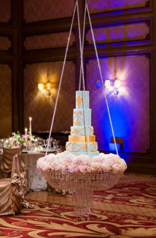 Butterflyevent Acrylic Chandelier Style Drape Suspended Cake swing 45cm Round cake plate stand