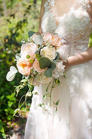 Ling's Moment Artificial Flowers Combo Box Set Delicate Peach for DIY Wedding Bouquets Centerpieces Arrangements Bridal Shower Party Home Decorations