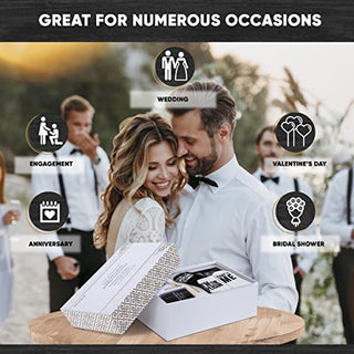 Ma Marry Engagement Gifts for Couples – Newly Engaged Couples Unique Wedding Gift Set with Engagement Gift Coffee Mugs, Shadow Box Frame, Coasters, Socks & Spoons - Cool Bridal Shower & Wedding Gifts