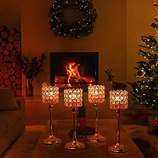 VINCIGANT 2 PCS Crystal Gold Candle Holders for Home Modern Decor/Wedding Table Centerpieces,Anniversary Celebration Gifts,12 and 14 Inches Tall