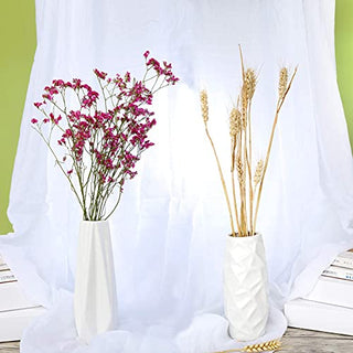 Exqelf White Ceramic Flower Vase Set of 4, Great for Home Decor, Kitchen, Office or Living Room Decor