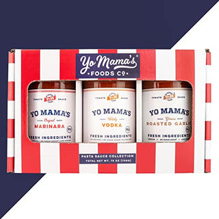 Gourmet Keto Gift Set and Care Package by Yo Mama’s Foods | Includes (1) Marinara Sauce (1) Vodka Sauce & | (1) Roasted Garlic | Low Sugar, Carb, Sodium, Gluten-Free, Fresh Whole Ingredients!