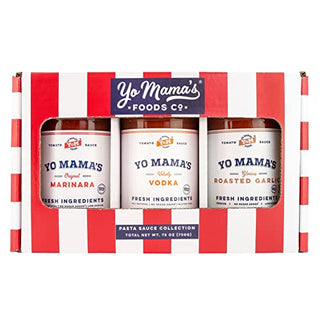 Gourmet Keto Gift Set and Care Package by Yo Mama’s Foods | Includes (1) Marinara Sauce (1) Vodka Sauce & | (1) Roasted Garlic | Low Sugar, Carb, Sodium, Gluten-Free, Fresh Whole Ingredients!