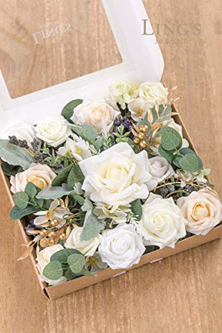 Ling's Moment Artificial Flowers Box Set for DIY Wedding Bouquets Centerpieces Arrangements Party Baby Shower Home Decorations