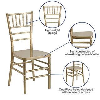 Flash Furniture 2 Pack HERCULES PREMIUM Series Gold Resin Stacking Chiavari Chair