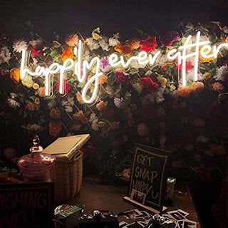 KAEGORT Happily Ever After Neon Sign Led Light, Custom Neon Sign, Decoration Hand Crafted Wall Hangings, Wedding Neon Sign, Bridal Decor Signs Warm White 60 CM