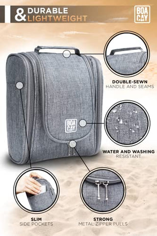 Premium Hanging Travel Toiletry Bag for Women and Men, Hygiene Bag, Bathroom and Shower Organizer Kit with Elastic Band Holders for Toiletries, Cosmetics, Makeup, Brushes