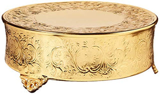 Elegance Round Ornate Wedding Cake Stand Serveware Accessories, 16", Gold