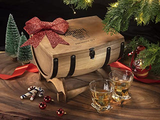 ROCKSLY Whiskey Stones Gift Set for Men in Whiskey Half Barrel Gift Box | 8 Whiskey Rocks, 2 Whiskey Glasses in a Whiskey Box Gift Set | Granite Bourbon Stones | Whiskey Kit for Men: Dad, Boyfriend