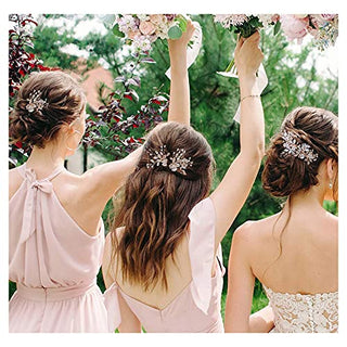 SWEETV Wedding Hair Clip&12Pcs Bridesmaid Hair Pins Set,Wedding Hair Accessories for Brides Bridesmaid