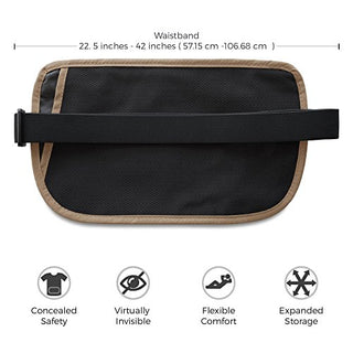 Money Belt for Secure Travel - Concealed Travel Pouch w/RFID Blocking - Secure Important Documents and Money - Durable, Water-Resistant Rip-Stop Nylon w/RFID Sleeves Set
