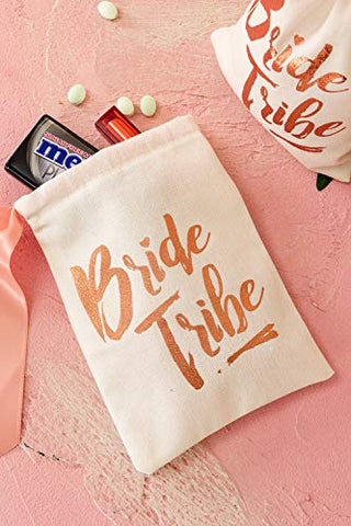 Bridal Shower Party Gift Bags, 5x7 Inch Rose Gold Foil"Bride Tribe"