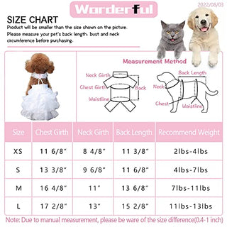 WORDERFUL Dog Wedding Dress Bride Outfit with Pearl Necklace and Rose Pet Princess Formal Apparel for Puppy Cat (Medium)