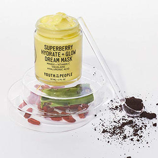 Youth To The People Superberry Hydrate + Glow Dream Overnight Face Mask - Vegan Radiance Boosting Blend of Maqui, Vitamin C, Squalane + Prickly Pear - Hydrating Skin Firming Night Treatment (2oz)