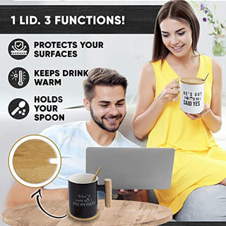 Ma Marry Engagement Gifts for Couples – Newly Engaged Couples Unique Wedding Gift Set with Engagement Gift Coffee Mugs, Shadow Box Frame, Coasters, Socks & Spoons - Cool Bridal Shower & Wedding Gifts