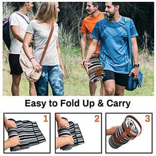 PortableAnd Extra Large Picnic & Outdoor Blanket 3 Layers for Water-Resistant Handy Mat Tote Spring Summer Black and White Striped Great for The Beach,Camping on Grass Waterproof Sandproof