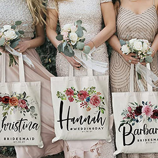 Set Of 5 - Personalized Wedding Tote