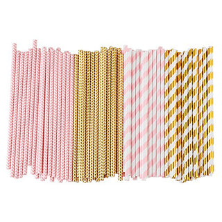 100 pink/gold straws