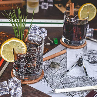 Greenline Goods Whiskey Glasses - 10 Oz Tumbler for Nashville Lovers (Single Glass) - Etched with Nashville Map - Old Fashioned Rocks Glass