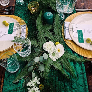 SoarDream Wedding Decorations 29x 120 inch Green Table Runner Cotton Table Runner Emerald Velvet Fabric Table Overlay Wedding Table Runners for Wedding Banquet Decoration