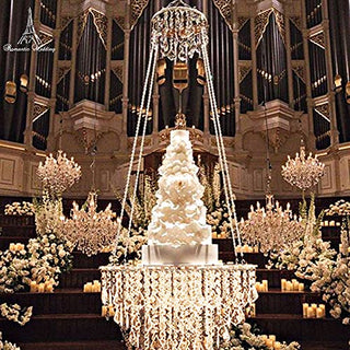 Wedding Cake Stands Faux Acrylic Crystal Chandelier Style Drape Suspended Cake Swing WEPDIY Diameter 17.7"